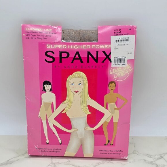 SPANX Super Higher Power Nude Size D Mid Thigh Shaper High Waisted 916 pantyhose - Picture 1 of 6